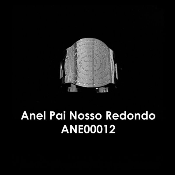 ANEL EM PRATA 750 - PAI NOSSO REDONDO - ANE00012
